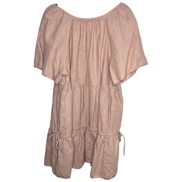 Madewell Women's Plus Lorelei Linen Blend Tiered Mini Dress Size 1X Pink - Picture 3 of 9